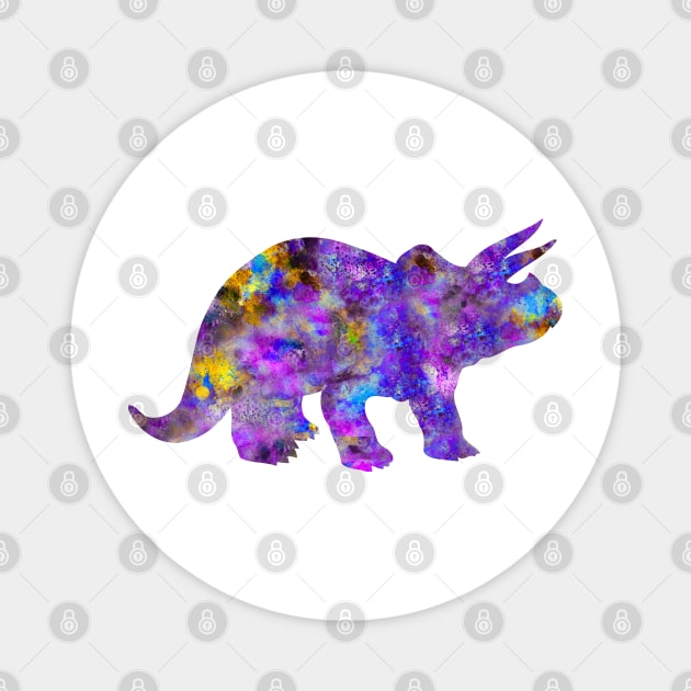 Purple Triceratops Watercolor Painting Magnet by Miao Miao Design